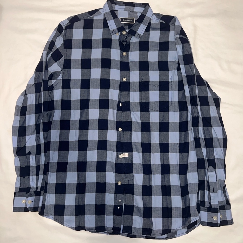 Blue plaid button down. Club Room size Large